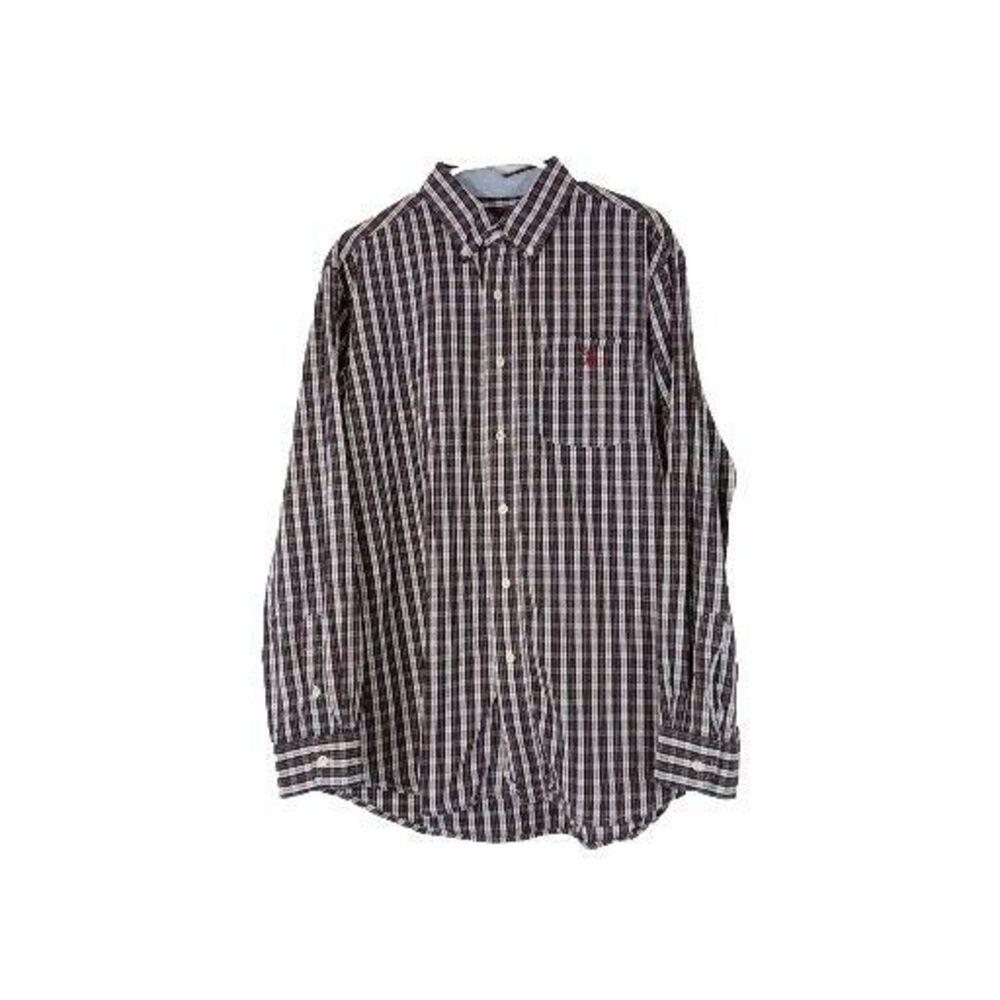 US POLO ASSN Shirt Men L Button Up Multicolor Plaid Collared Embroider‎ Logo